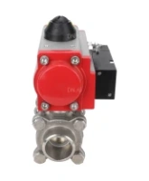 Кран шаровой DN.ru BV3232P(3pc)-FP-W-ISO-H Ду65 Ру25, полнопроходной под приварку, нержавеющая сталь SS316, уплотнение - PTFE, с пневмоприводом PA-DA-083 двойного действия, с пневмораспределителем 4M310-08 220В NAMUR