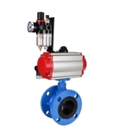 Затвор дисковый поворотный DN.ru WBV1313E-2W-F-H Ду100 Ру16 фланцевый, корпус - чугун GGG40, диск - чугун GGG40, уплотнение - EPDM, с пневмоприводом DN.ru PA-DA-105, пневмораспределителем DN.ru 4M310-08 AC220V и БПВ DN.ru AFC2000