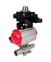 Кран шаровой DN.ru BV3232P(3pc)-FP-W-ISO-H LONG Ду80 Ру25 полнопроходной, корпус - нержавеющая сталь 316, уплотнение - PTFE, под приварку, с пневмоприводом DN.ru PA-SA-130, пневмораспределителем 4M310-08 AC220V и БКВ APL-410N EX