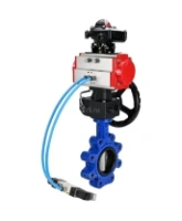 Затвор дисковый поворотный DN.ru WBV1631N-2W-Fb-H Ду150 Ру16 LUG корпус - чугун QT450, диск - нержавеющая сталь 304, уплотнение - NBR, с пневмоприводом DN.ru PA-DA-105, пневмораспределителем 4V320-08 AC220V, БКВ APL-210N и редуктором MON3-700-T38-ISO
