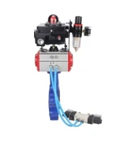 Затвор дисковый поворотный DN.ru WBV1631N-2W-Fb-H Ду150 Ру16 LUG корпус - чугун QT450, диск - нержавеющая сталь 304, уплотнение - NBR, с пневмоприводом DN.ru PA-SA-160, пневмораспределителем 4V320-08 AC220V, БКВ APL-410N EX и БПВ AFC2000
