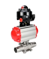 Кран шаровой DN.ru BV3232P(3pc)-FP-W-ISO-H LONG Ду65 Ру25 полнопроходной, корпус - нержавеющая сталь 316, уплотнение - PTFE, под приварку, с пневмоприводом DN.ru PA-DA-083 и БКВ APL-510N EX