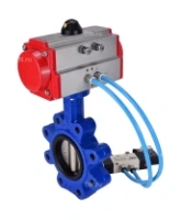 Затвор дисковый поворотный DN.ru WBV1616E-2W-Fb-H Ду100 Ру16 LUG корпус - чугун QT450, диск - чугун QT450, уплотнение - EPDM, с пневмоприводом DN.ru PA-SA-130 и пневмораспределителем 4V320-08 AC220V