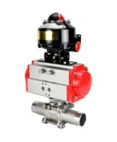 Кран шаровой DN.ru BV3232P(3pc)-FP-W-ISO-H LONG Ду65 Ру25 полнопроходной, корпус - нержавеющая сталь 316, уплотнение - PTFE, под приварку, с пневмоприводом DN.ru PA-DA-083 и БКВ APL-510N EX