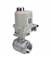 Кран шаровой DN.ru BV3232P(2pc)-FP-T-ISO-H Ду40 Ру63 полнопроходной двухходовой, нержавеющая сталь SS316, внутренняя резьба, уплотнение - PTFE, с электроприводом ГЗ-ОФ-45/11К 220В