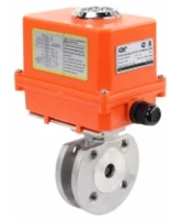 Кран шаровой DN.ru BV3232P-FP-Fb-ISO-H Ду15 Ру16, корпус - сталь 316, уплотнение - PTFE, полнопроходной, межфланцевый с электроприводом DN.ru QT-N-003EM-O1-220VAC-У1 MINI