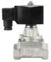 Клапан электромагнитный DN.ru VS731-PT-NC-24VAC 1 1/2″ Ду40 Ру5 прямого действия двухходовой, корпус - сталь нержавеющая 304, присоединение - внутренняя резьба, уплотнение - PTFE, нормально-закрытый, катушка - 24 В AC