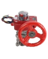 Кран шаровой DN.ru BV3232P(3pc)-FP-W-ISO-H Ду50 Ру40 полнопроходной двухходовой, нержавеющая сталь SS316, под приварку, уплотнение - PTFE, с ISO фланцем и редуктором DN.ru HGBF RQN1-180Z с индикатором положения и датчиком обратной связи