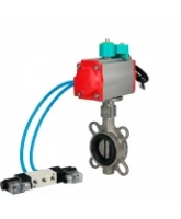 Затвор дисковый поворотный DN.ru WBV3232V-2W-Fb-H Ду80 Ру16, корпус - нержавеющая сталь 316L, диск - нержавеющая сталь 316L, уплотнение - VITON, с пневмоприводом PA-SA-105, пневмораспределителем 4V320-08 AC220V и магнитным переключателем ALS200D