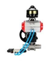 Кран шаровой DN.ru BV3232P(3pc)-FP-W-ISO-H LONG Ду65 Ру25 полнопроход., корпус - нерж.сталь 316, уплотнение - PTFE, под приварку, с пн.приводом PA-DA-083, пн.распределителем 4V320-08 AC220V, редуктором MON2-450-T28-ISO и БКВ APL-510N EX