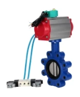 Затвор дисковый поворотный DN.ru WBV1631N-2W-Fb-H Ду150 Ру16 LUG корпус - чугун QT450, диск - нержавеющая сталь 304, уплотнение - NBR, с пневмоприводом PA-DA-105, пневмораспределителем 4V320-08 AC220V и магнитным переключателем ALS200D