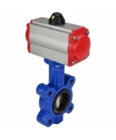 Затвор дисковый поворотный DN.ru WBV1616E-2W-Fb-H Ду100 Ру16 LUG корпус - чугун QT450, диск - чугун QT450, уплотнение - EPDM, с пневмоприводом DN.ru PA-SA-130 и пневмораспределителем 4M310-08 AC220V