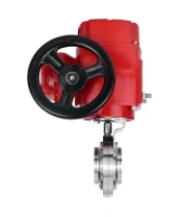 Затвор дисковый поворотный DN.ru WBV3131E-2W-W-H Ду50 Ру10 под приварку, корпус - пищевая нержавеющая сталь 304, уплотнение - EPDM, с электроприводом QT-EX-005M-O2-220VAC-У1 с моментной муфтой и штурвалом