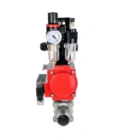 Кран шаровой DN.ru BV3232P(3pc)-FP-W-ISO-H LONG Ду80 Ру25 полнопроходной, корпус - нержавеющая сталь 316, уплотнение - PTFE, под приварку, с пневмоприводом DN.ru PA-SA-130, пневмораспределителем 4M310-08 AC220V, БКВ APL-210N и БПВ AFC2000