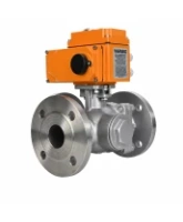 Кран шаровой DN.ru BV3232P(2pc)-FP-3WL-F-ISO-H Ду80 Ру16 HYMT, трехходовой L-тип, полнопроходной, фланцевый, корпус - нержавеющая сталь SS316, с электроприводом QT-N-010EM-O1-24VDC-У1 HARK