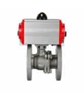 Кран шаровой DN.ru BV3232P(2pc)-FP-F-ISO-H Ду50 Ру16 полнопроходной фланцевый, корпус - нержавеющая сталь SS316, уплотнение - PTFE, с пневмоприводом PA-DA-083 и пневмораспределителем 4M320-08 AC220V