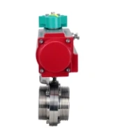 Затвор дисковый поворотный DN.ru WBV3131S-2W-T-H Ду80 Ру10 резьбовой, пищевая нержавеющая сталь 304, уплотнение - Silicon, с пневмоприводом PA-DA-052 и магнитным переключателем ALS200D