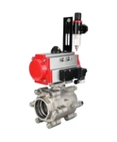 Кран шаровой DN.ru BV3232P(3pc)-FP-SW-ISO-H Ду65 Ру63 полнопроходной, корпус - нержавеющая сталь SS316, под приварку, с пневмоприводом PA-SA-130, пневмораспределителем 4M310-08 AC220V, БПВ AFC2000