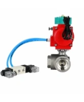 Кран шаровой DN.ru BV3232P(4pc)-SP-3WL-T-ISO-H WDVF Ду65 Ру40 стандартнопроходной, 3-ходовой L-тип, внутренняя резьба, нержавеющая сталь AISI 316, с пневмоприводом PA-DA-105, пневмораспределителем 4V320-08 AC220V и магнитным переключателем ALS200D