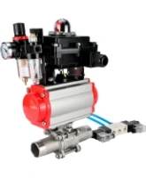 Кран шаровой DN.ru BV3232P(3pc)-FP-W-ISO-H LONG Ду80 Ру25 полнопроходной, корпус - нержавеющая сталь 316, уплотнение - PTFE, под приварку, с пневмоприводом PA-DA-083, пневмораспределителем 4V320-08 AC220V, БКВ APL-410N EX и БПВ AFC2000