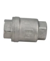 Клапан обратный DN.ru VCS3232P-T 1/2″ Ду15 Ру16 резьбовой, пружинный, корпус - нержавеющая сталь 316, диск - нержавеющая сталь 316, уплотнение - PTFE