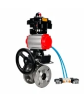 Кран шаровой DN.ru BV3232P(2pc)-FP-F-ISO-H WDVF Ду80 Ру16 полнопроходной, фланцевый, нержавеющая сталь 316, PTFE, с пневмоприводом PA-DA-105, пневмораспределителем 4V320-08 AC220V, БКВ APL-410N EX и ручным дублером MON2-450-T28-ISO