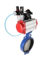 Затвор дисковый поворотный DN.ru WBV1132N-2W-Fb-H Ду250 Ру16, корпус - чугун GG25, диск - нержавеющая сталь 316L, уплотнение - NBR, с пневмоприводом DN.ru PA-DA-140, пневмораспределителем 4M310-08 AC220V, БКВ APL-210N, БПВ AFC2000