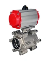 Кран шаровой DN.ru BV3232P(3pc)-FP-SW-ISO-H Ду65 Ру63 полнопроходной, корпус - нержавеющая сталь SS316, под приварку, с пневмоприводом PA-SA-130 с возвратными пружинами