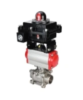 Кран шаровой DN.ru BV3232P(3pc)-FP-W-ISO-H Ду65 Ру25, полнопроходной под приварку, нержавеющая сталь SS316, уплотнение - PTFE, с пневмоприводом PA-DA-083 двойного действия, с пневмораспределителем 4M310-08 AC220V, с БКВ APL-410N EX