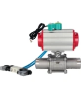 Кран шаровой DN.ru BV3232P(3pc)-FP-W-ISO-H LONG Ду80 Ру25 полнопроходной, корпус - нержавеющая сталь 316, уплотнение - PTFE, под приварку, с пневмоприводом PA-DA-083, пневмораспределителем 4V320-08 AC220V и магнитным переключателем ALS200D