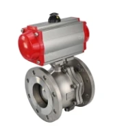 Кран шаровой DN.ru BV3232P(2pc)-FP-F-ISO-H Ду80 Ру16 полнопроходной двухходовой, нержавеющая сталь 316, фланцевый, уплотнение - PTFE, с пневмоприводом PA-SA-130 с возвратными пружинами