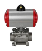 Кран шаровой DN.ru BV3232P(3pc)-FP-W-ISO-H Ду65 Ру25 полнопроходной двухходовой, нержавеющая сталь SS316, под приварку, уплотнение - PTFE, с пневмоприводом DN.ru PA-DA-83 двойного действия