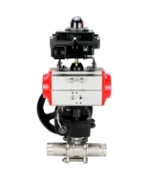 Кран шаровой DN.ru BV3232P(3pc)-FP-W-ISO-H LONG Ду65 Ру25 полнопроходной, корпус - нержавеющая сталь 316, уплотнение - PTFE, под приварку, с пневмоприводом DN.ru PA-DA-083, редуктором DN.ru MON2-450-T28-ISO и БКВ APL-410N EX