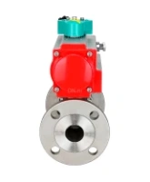 Кран шаровой DN.ru BV3131P(3pc)-FP-F-ISO-H Ду100 Ру16 полнопроходной трехсоставной, фланцевый, нержавеющая сталь 304, уплотнение - PTFE, 22х22, F10, WDVF, с пневмоприводом DN.ru PA-DA-105 двойного действия и магнитным переключателем ALS200D