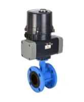 Затвор дисковый поворотный DN.ru WBV1331E-2W-F-H Ду125 Ру16 фланцевый, корпус - чугун GGG40, диск - нержавеющая сталь 304, уплотнение - EPDM, с электроприводом четвертьоборотным DN.ru QTSA-N-030EM-O0-220VAC с пружинным возвратом