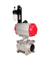 Кран шаровой DN.ru BV3232P(3pc)-FP-W-ISO-H WDVF Ду15 Ру63 полнопроходной, трехсоставной, корпус - нержавеющая сталь 316, уплотнение - PTFE, под приварку, с пневмоприводом PA-SA-065, пневмораспределителем 4M310-08 AC220V, БПВ AFC2000