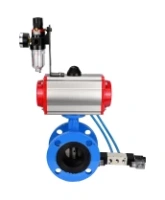 Затвор дисковый поворотный DN.ru WBV1313E-2W-F-H Ду100 Ру16 фланцевый, корпус - чугун GGG40, диск - чугун GGG40, уплотнение - EPDM, с пневмоприводом DN.ru PA-DA-105, пневмораспределителем DN.ru 4V320-08 AC220V и БПВ DN.ru AFC2000