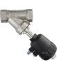 Клапан отсечной пневматический DN.ru VSP3241P-T-1PNC 1 1/2″ Ду40 Ру25, корпус - нержавеющая сталь SS316, резьбовой, Y-образный, корпус привода - пластик