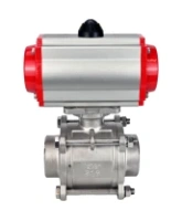 Кран шаровой DN.ru BV3232P(3pc)-FP-W-ISO-H WDVF Ду15 Ру63 полнопроходной, трехсоставной, корпус - нержавеющая сталь 316, уплотнение - PTFE, под приварку, с пневмоприводом PA-DA-052