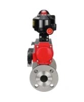 Кран шаровой DN.ru BV3131P(3pc)-FP-F-ISO-H Ду15 Ру40 фланцевый, полнопроходной, трехсоставной, корпус - нержавеющая сталь SS304, уплотнение - PTFE, с пн.приводом DN.ru PA-DA-052 пн.распределителем 4M310-08 DC24V и БКВ APL-510N-EX