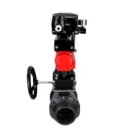Кран шаровой DN.ru BV4242E-FP-GRM-ISO Дн50 Ру10 полнопроходной, корпус - НПВХ, шар - НПВХ, уплотнение - EPDM, с пневмоприводом PA-DA-052, ручным дублером MON1-250-T26-ISO и пневмопозиционером YT-1000RSN без обратной связи
