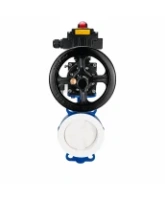 Затвор дисковый поворотный DN.ru WBV3434Pf-2W-Fb-R Ду200 Ру16, корпус - углеродистая сталь WCB, диск - углеродистая сталь WCB, футерованный PTFE, уплотнение - PTFE, с пневмоприводом PA-DA-105-1, пневмораспределителем 4M310-08 AC220V и БКВ APL-410N EX