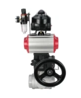 Кран шаровой DN.ru BV3232P(4pc)-SP-3WL-T-ISO-H 2 1/2″ Ду65 Ру40 ст.проходной 3-ходовой L-тип, нерж. сталь SS316, внутренняя резьба, PTFE, пн.привод PA-DA-083, пн.распределит 4M310-08 DC24V, ручной дублер MON2-450-T28-ISO, БПВ AFC2000, БКВ APL-510N-EX