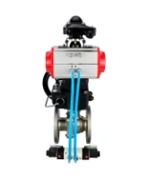 Кран шаровой DN.ru BV3232P(2pc)-FP-F-ISO-H Ду150 Ру16, 27х27, фланцевый, полнопроходной, нержавеющая сталь SS316, уплотнение - PTFE, с пневмоприводом PA-DA-140, с пневмораспределителем 4V320-10 AC220V, БКВ APL-210N, ручным дублером MON4-1200-T54-ISO