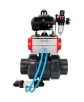 Кран шаровой DN.ru BV4242E-FP-GRM-ISO Дн50 Ру10 полнопроходной, корпус - НПВХ, шар - НПВХ, уплотнение - EPDM, с пневмоприводом PA-DA-052, пневмораспределителем 4V320-10 AC220V, БКВ APL-410N EX и БПВ AFC2000