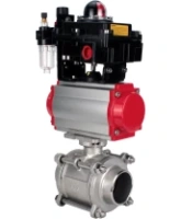 Кран шаровой DN.ru BV3232P(3pc)-FP-W-ISO-H WDVF Ду40 Ру40 полнопроходной, трехсоставной, корпус - нержавеющая сталь 316, уплотнение - PTFE, под приварку, с пневмоприводом PA-SA-105, пневмораспределителем 4M310-08 DC24V, БКВ APL-410N EX, БПВ AFC2000