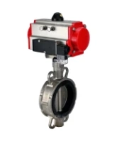Затвор дисковый поворотный DN.ru WBV3232E-2W-Fb-H Ду65 Ру16, корпус - нержавеющая сталь 316L, диск - нержавеющая сталь 316L, уплотнение - EPDM, с пневмоприводом DN.ru PA-DA-065 и пневмораспределителем 4M310-08 AC220V