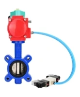 Затвор дисковый поворотный DN.ru WBV1616E-2W-Fb-H Ду50 Ру16 LUG межфланцевый, корпус - чугун QT450, диск - чугун QT450, уплотнение - EPDM, с пневмоприводом PA-SA-083, пневмораспределителем 4V320-08 AC220V и магнитным переключателем ALS200D