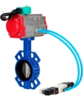 Затвор дисковый поворотный DN.ru WBV1432E-2W-Fb-H Ду100 Ру16 корпус - чугун GGG50, диск - нержавеющая сталь 316L, уплотнение - EPDM, с пневмоприводом PA-DA-083, пневмораспределителем 4V320-08 AC220V и магнитным переключателем ALS200D