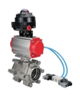 Кран шаровой DN.ru BV3232P(3pc)-FP-SW-ISO-H Ду65 Ру63 полнопроходной, корпус - нержавеющая сталь SS316, под приварку, с пневмоприводом PA-SA-130, пневмораспределителем 4V320-08 AC220V, БКВ APL-510N EX